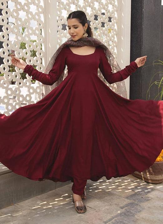 Dark maroon colour dress hotsell