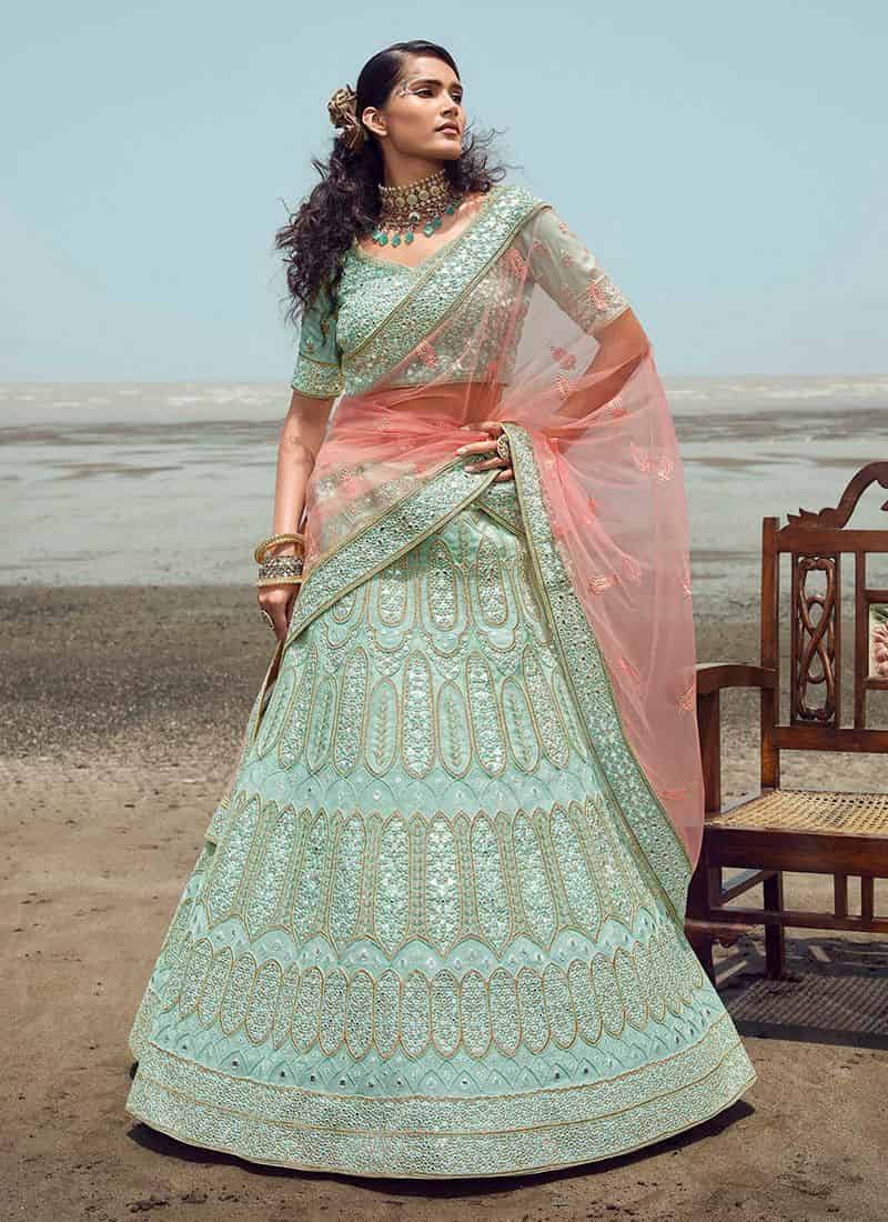 Pastel Green Designer Mermaid Style lehenga WJ100933 | Party wear indian  dresses, Indian bridal outfits, Indian saree blouses designs
